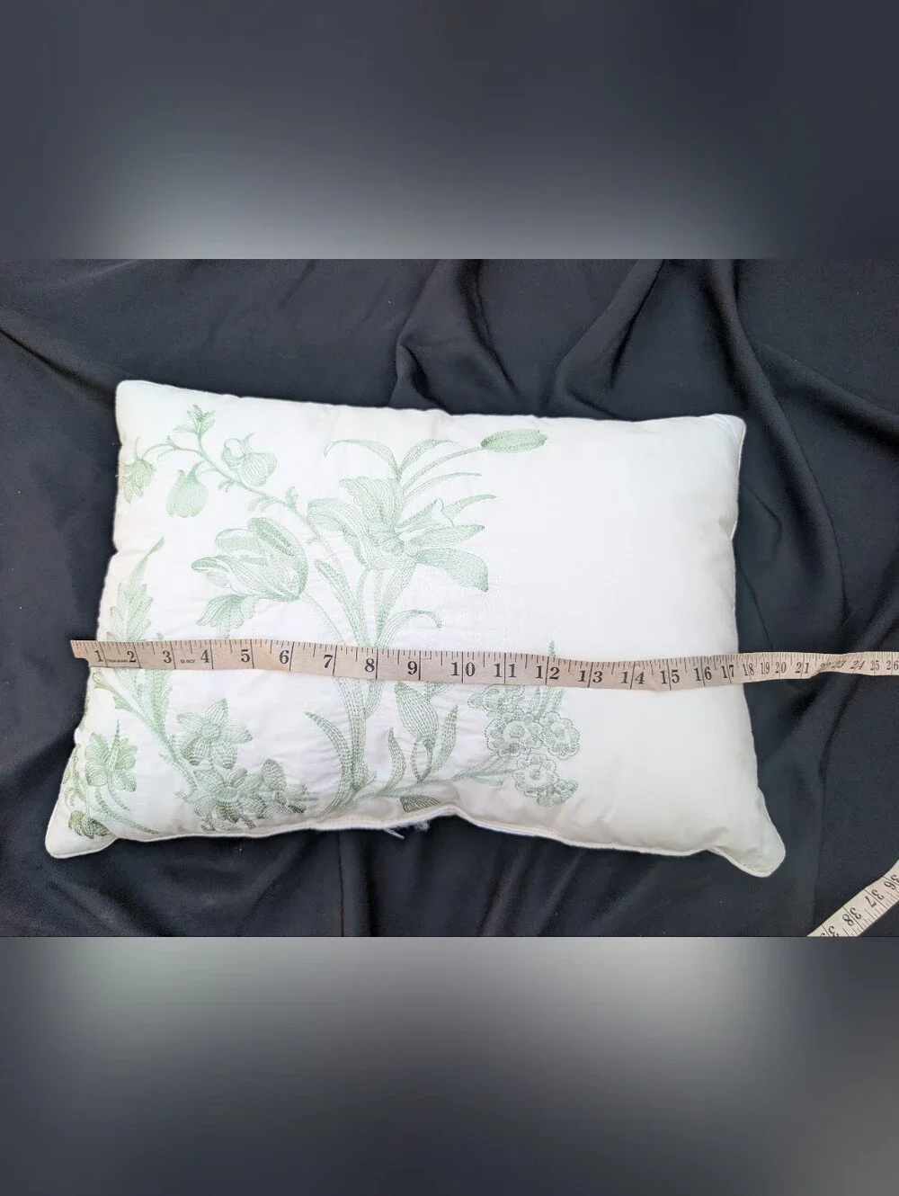 Laura Ashley Embroidered Green & Cream Accent Pillow - Natalie Print